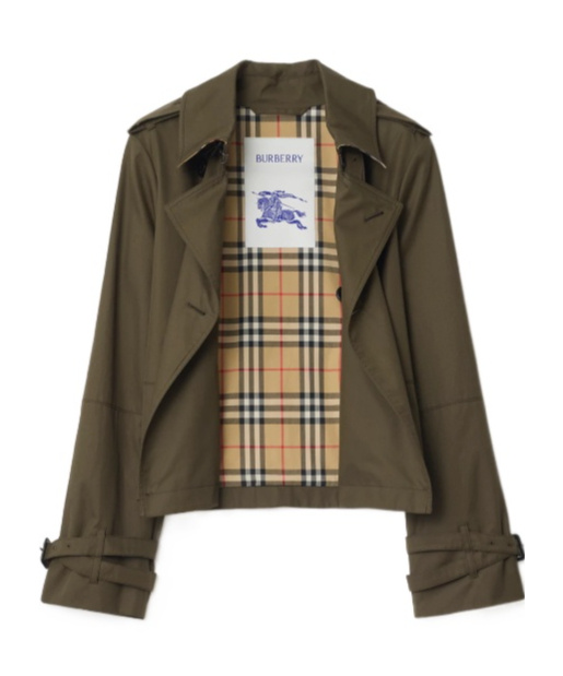 Burberry Cropped Tropical Gabardine Trench Jacket In Multi