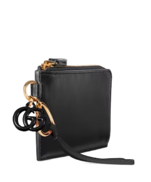 Gucci Card Case With Double G Charm In Black
