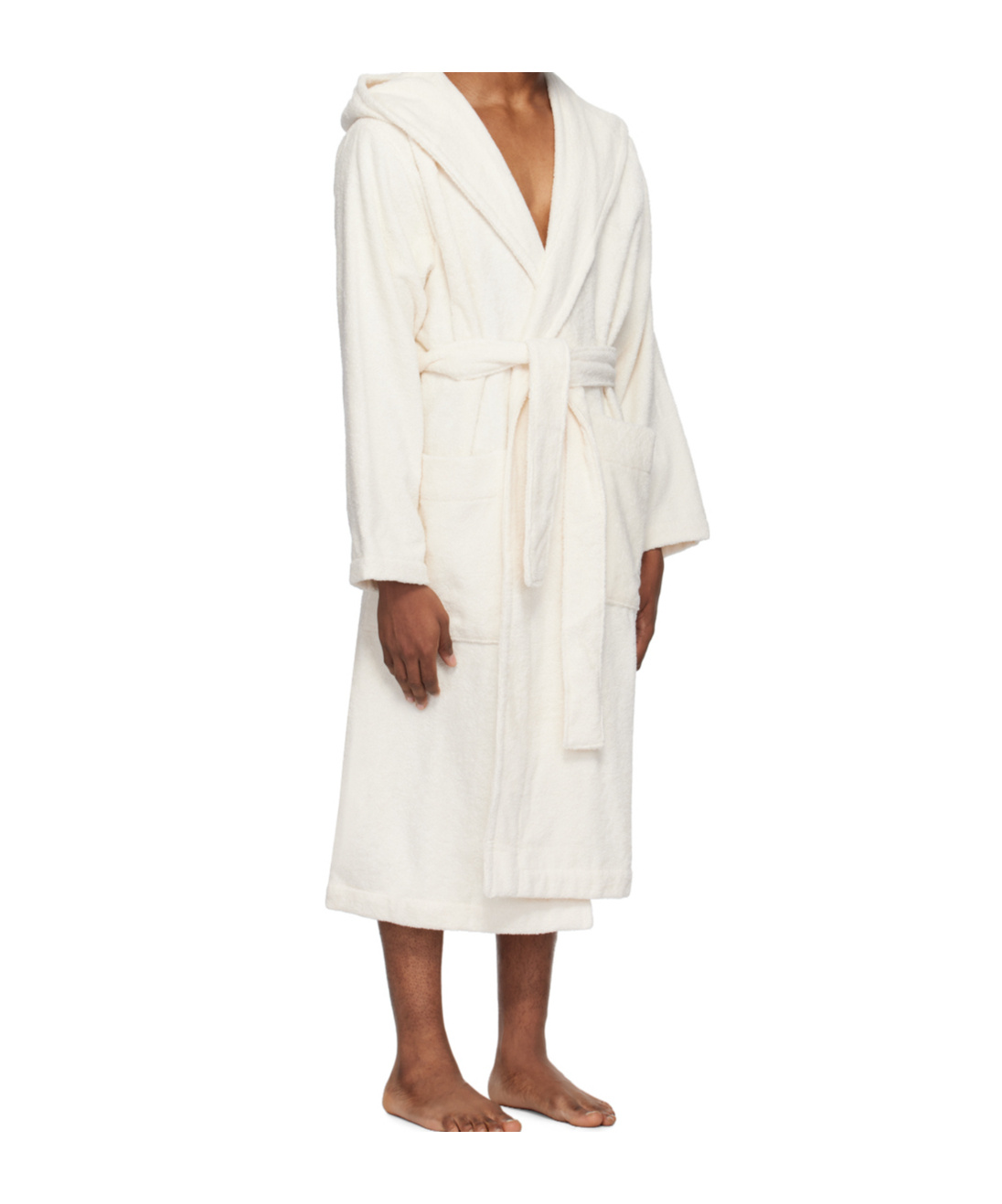 Tekla Off-white Terry Hooded Bathrobe In Neutral