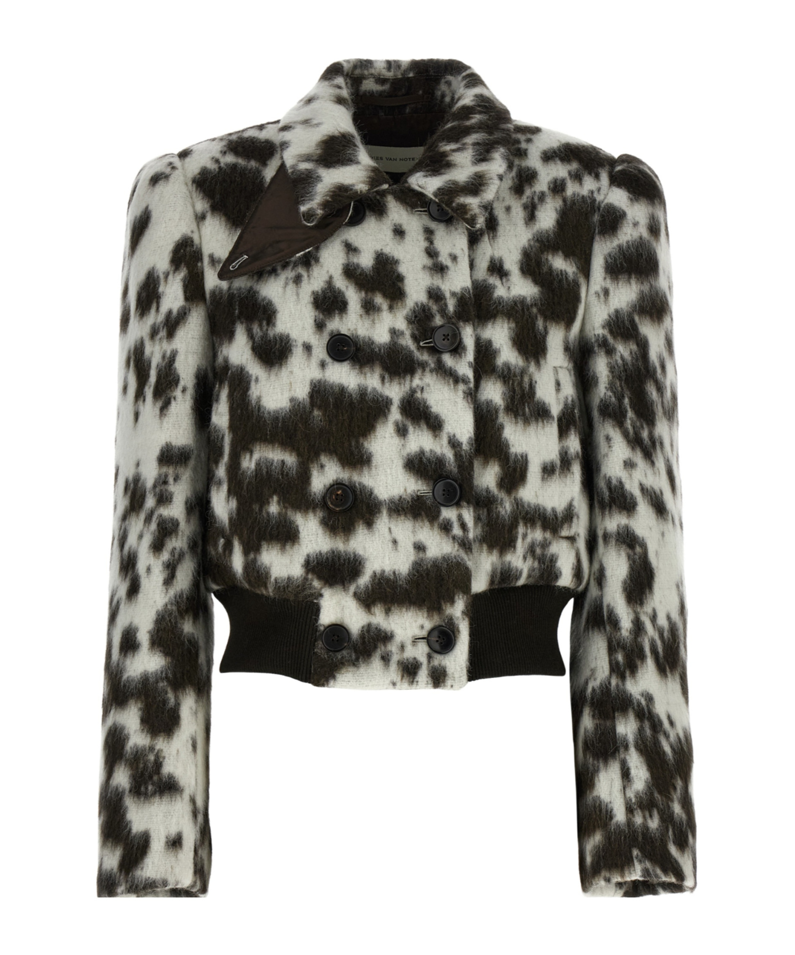 Dries Van Noten Animal Print Double Breasted Long Sleeve Coat In Multi