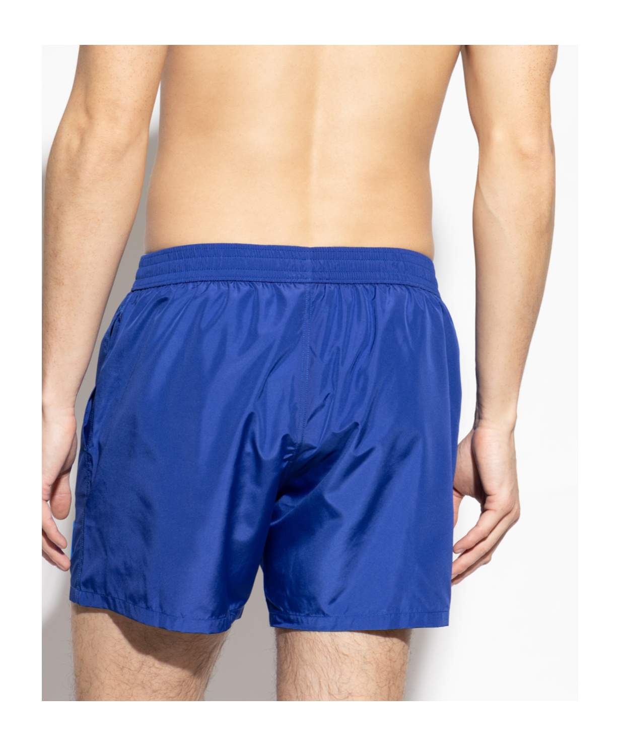 Shop Balmain Logo-patch Swim Shorts In Blue