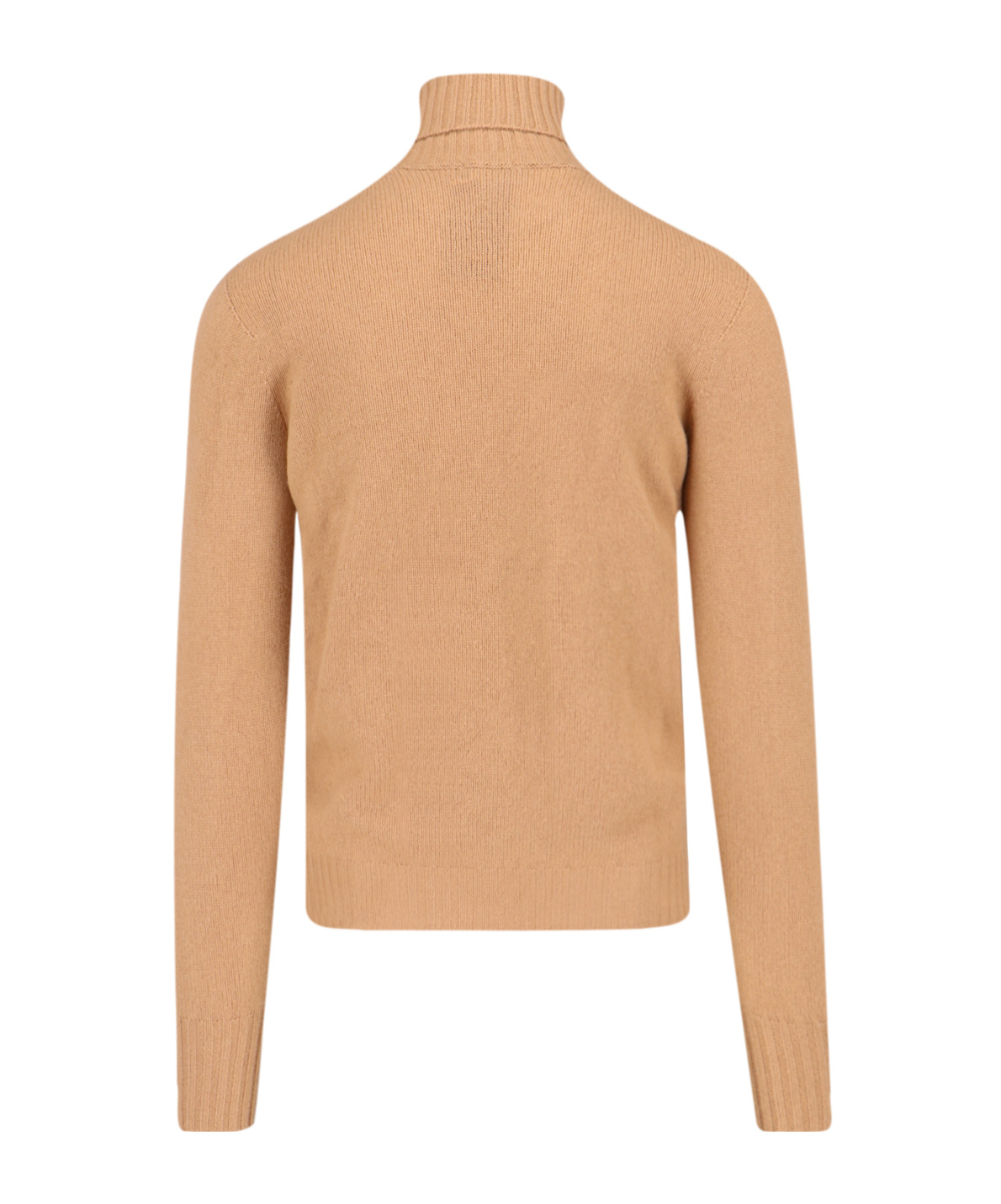 Drumohr Turtleneck Sweater In Brown Cashmere Ribbed Trim In Brown