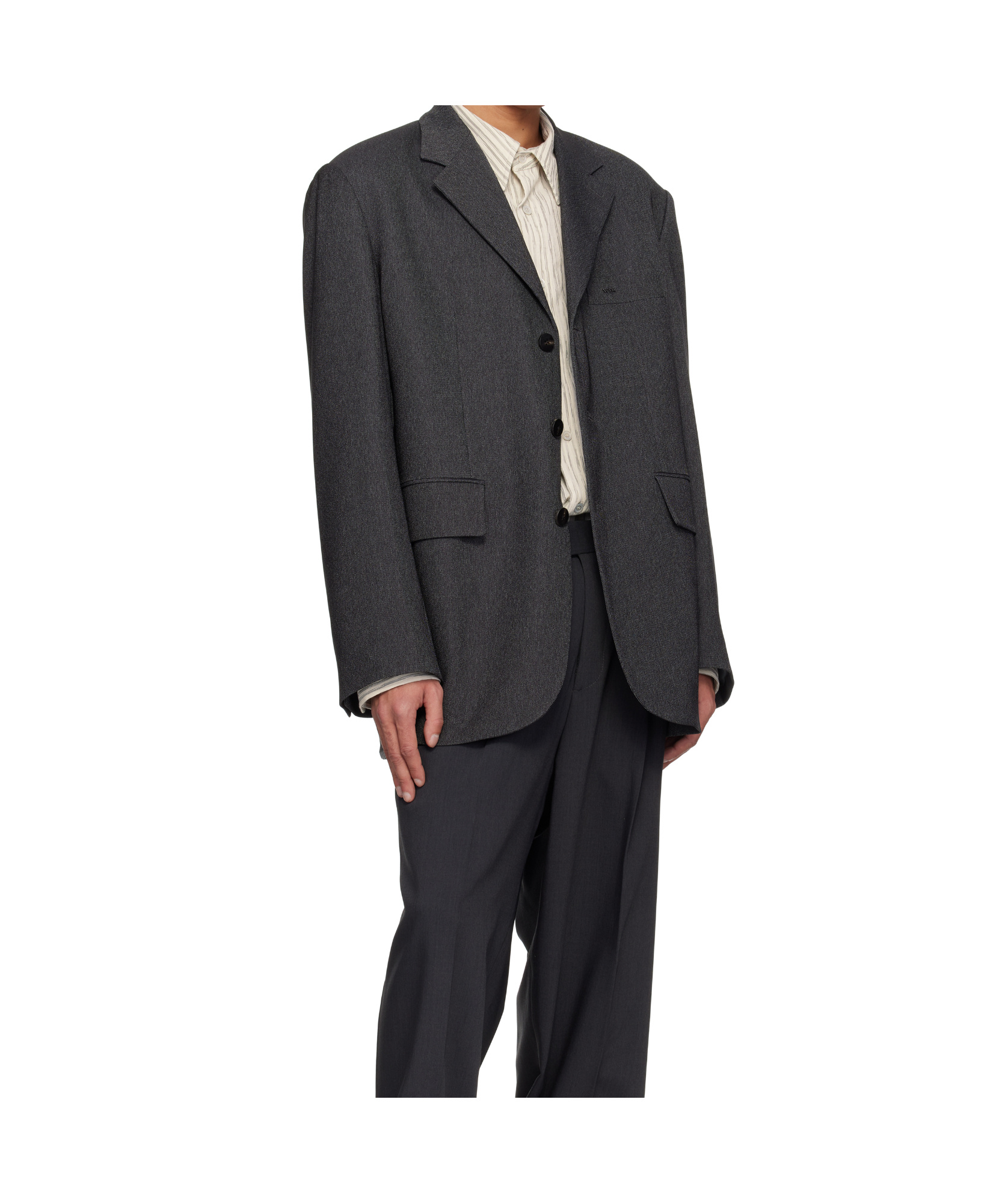 Wooyoungmi Lapel Long-sleeved Suit Jacket In Black