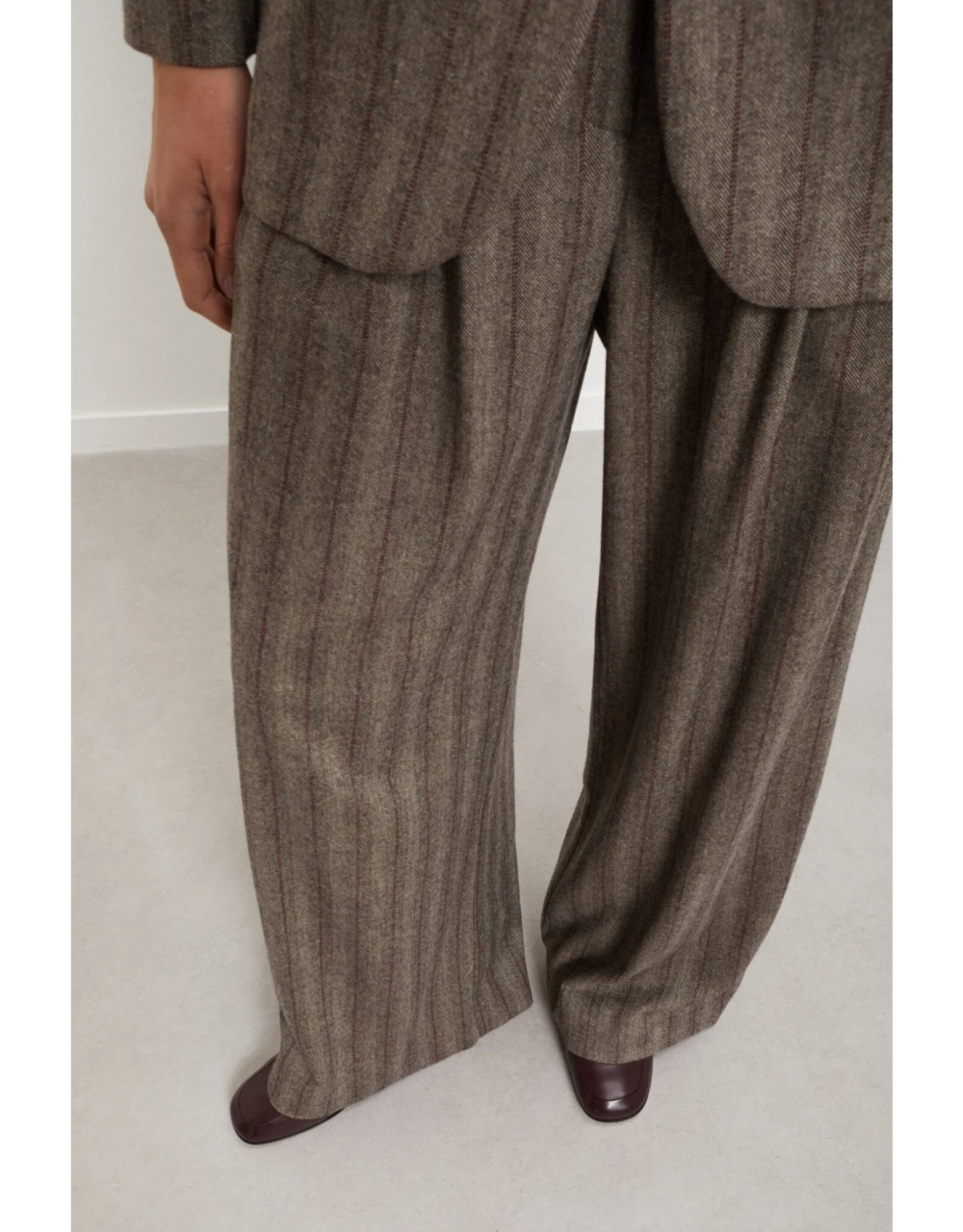 Ottod'ame Pinstripe Wide-leg Casual Pants In Gray