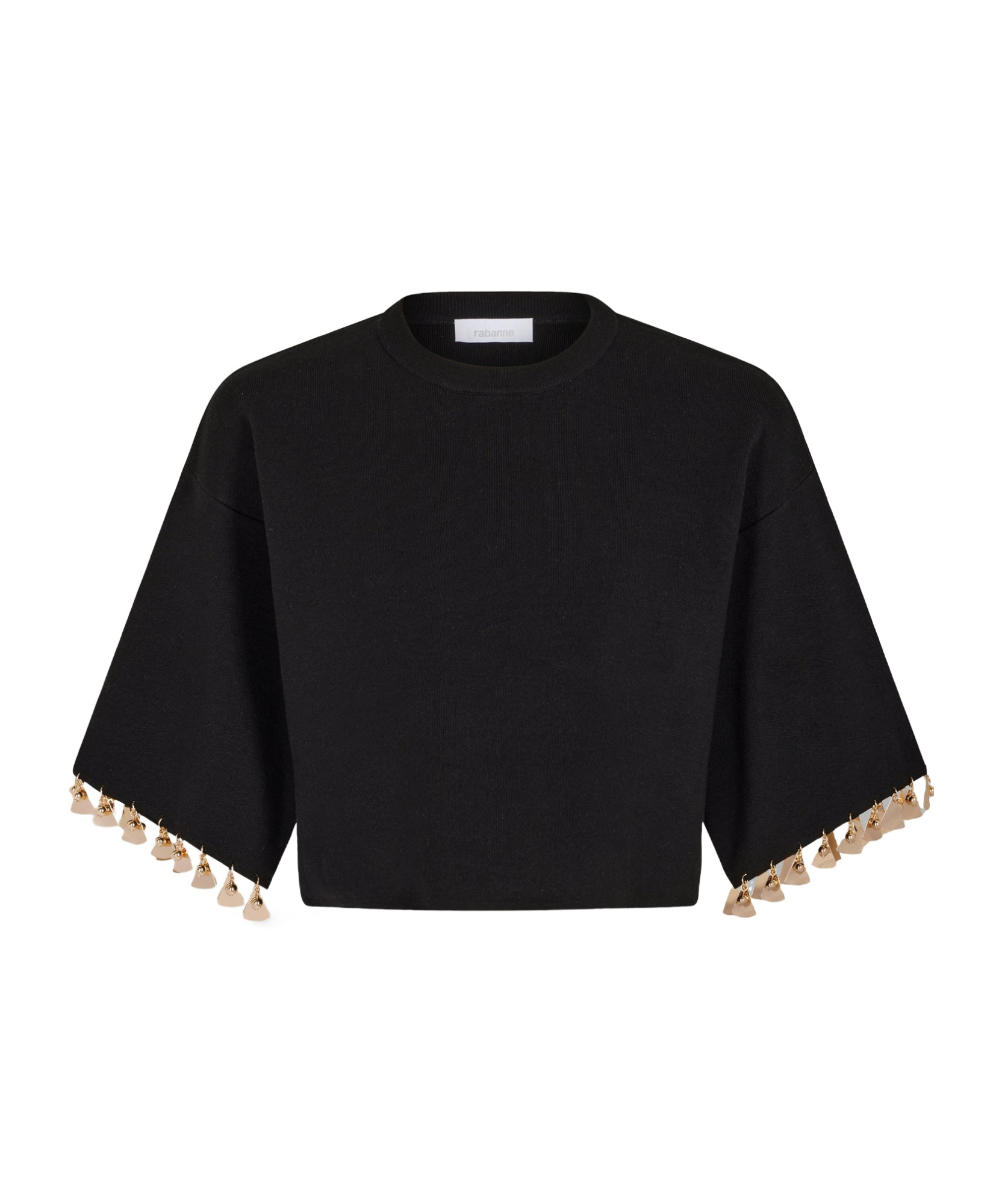 Shop Rabanne Knitted Cropped T-shirt In Black