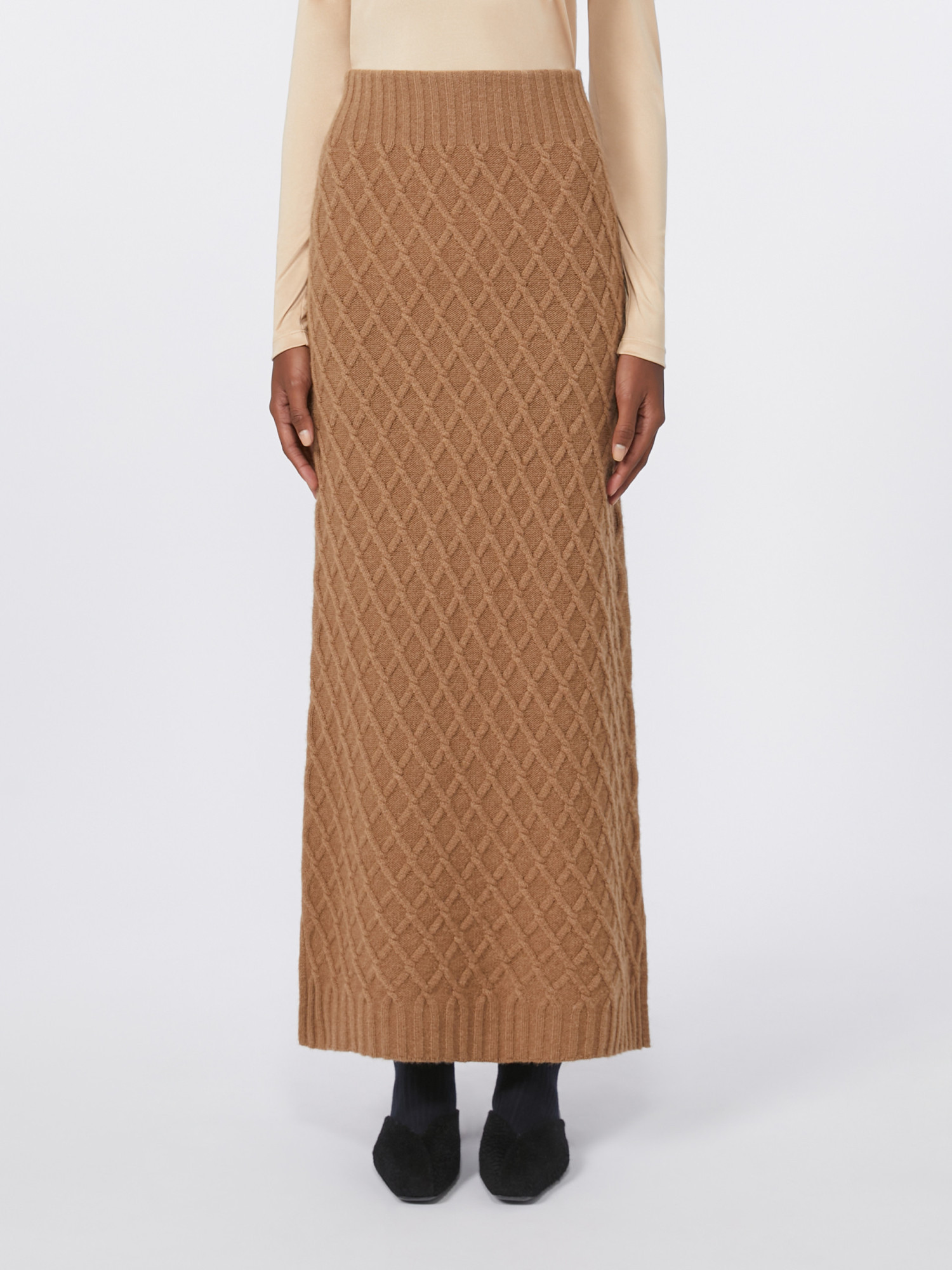 Max Mara Po Knitted Skirt Camel In Brown