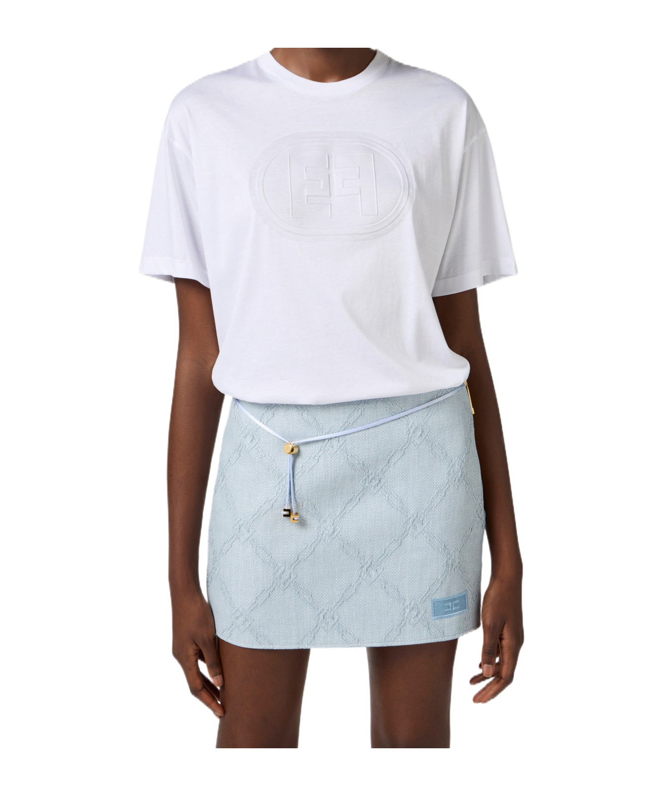 Elisabetta Franchi T-shirt In Jersey Con Logo Embossed In White