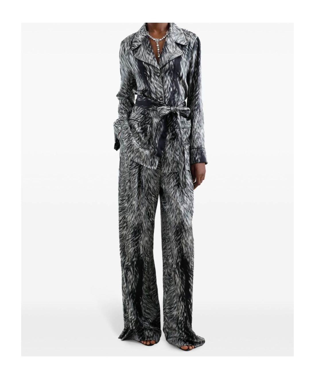 Dolce & Gabbana Silk Satin Pajama Pants With Fur Print