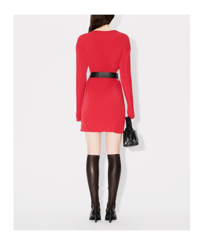 Kenzo Long Sleeved Pleated Skirt In Red