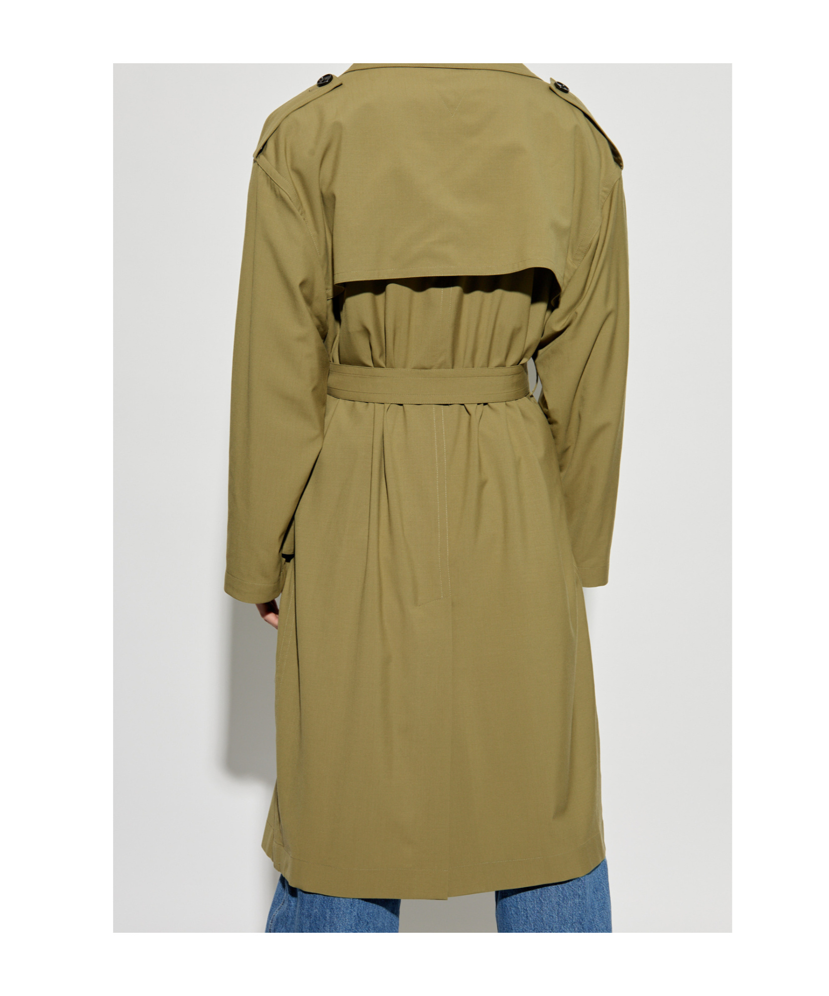 Bottega Veneta Mens Double-breasted Wool Trench Coat Algae In Green