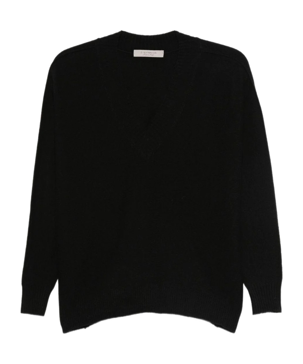 D Exterior V-neck Sweater In Black