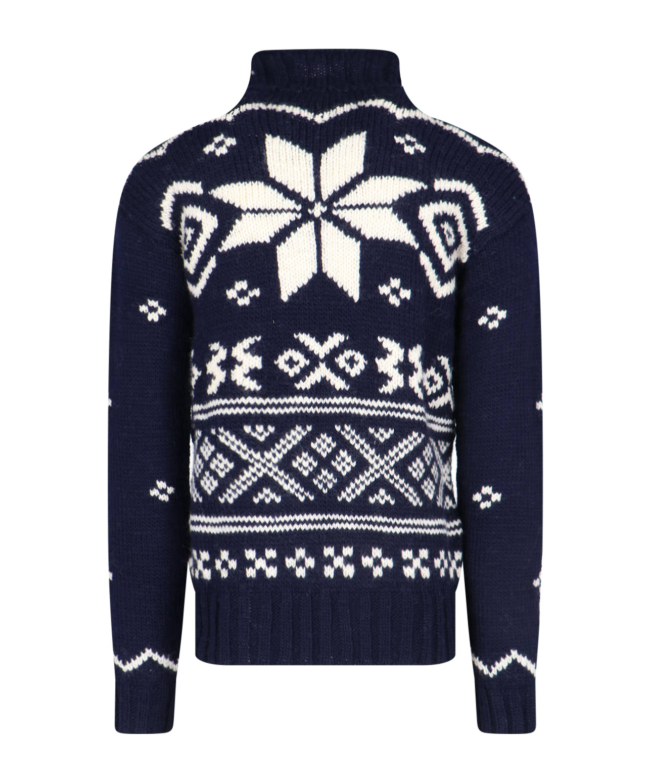 Polo Ralph Lauren Knitted Pattern Crewneck Sweater With Ribbed Finish In Black