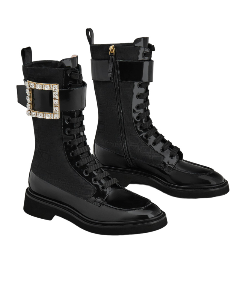 Shop Roger Vivier Viv Rangers Logo Short Boots In Black