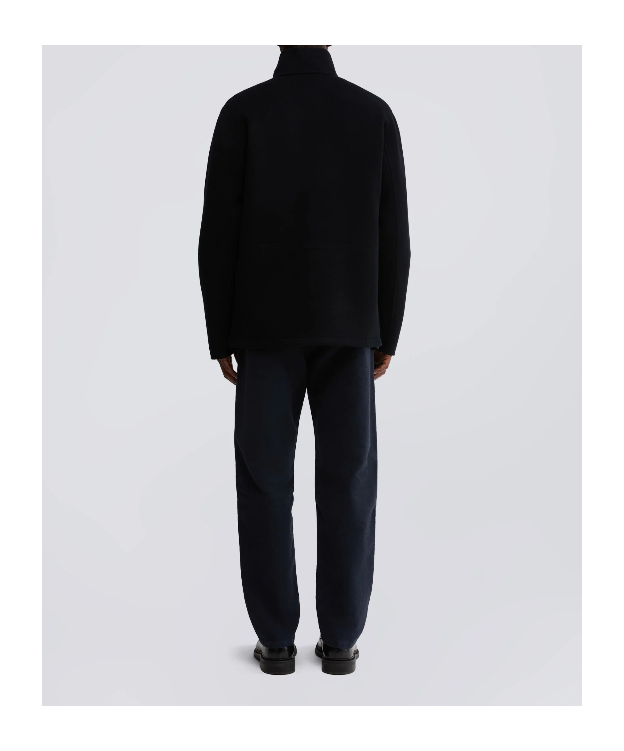 Aspesi Structured Front Zipper Jacket With Stand Collar In Black