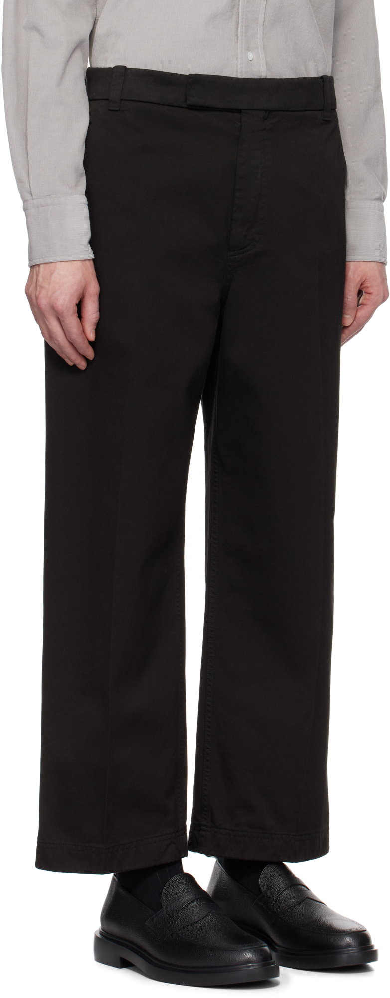 Thom Browne Mid-rise Tapered Chinos With Belt Loops In Black