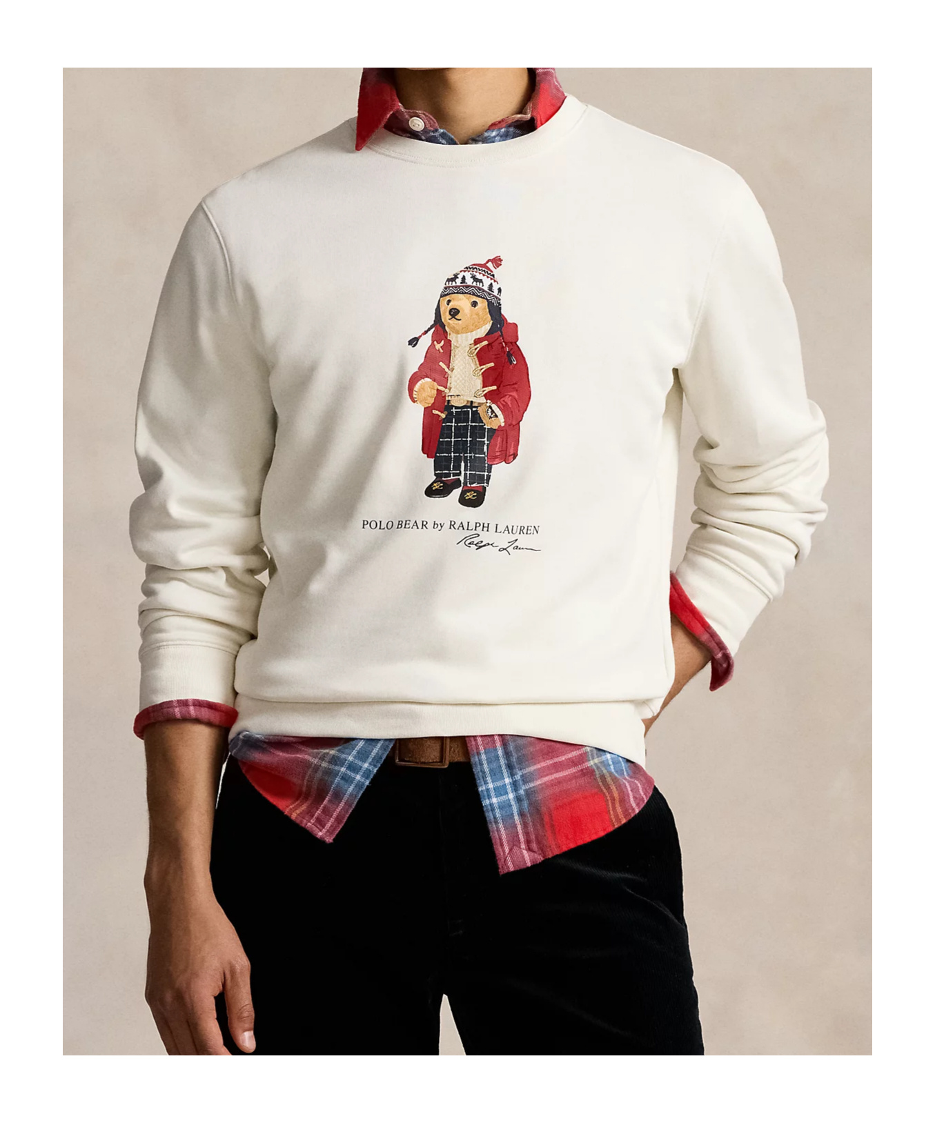 Polo Ralph Lauren Mens Nevis Holiday Bear Bear-print Long-sleeve Cotton And Recycled Polyester Blend Jersey Sweatshirt In White