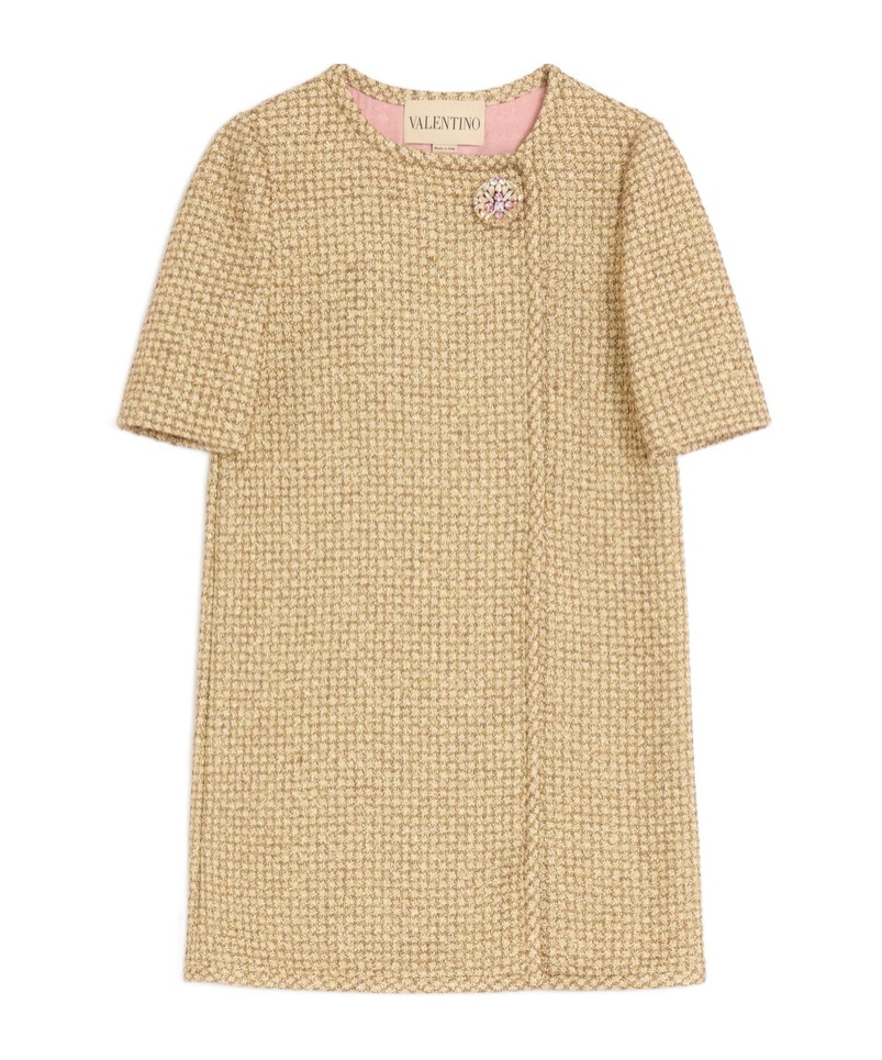 Valentino Lurex Tweed Mini Dress In Brown