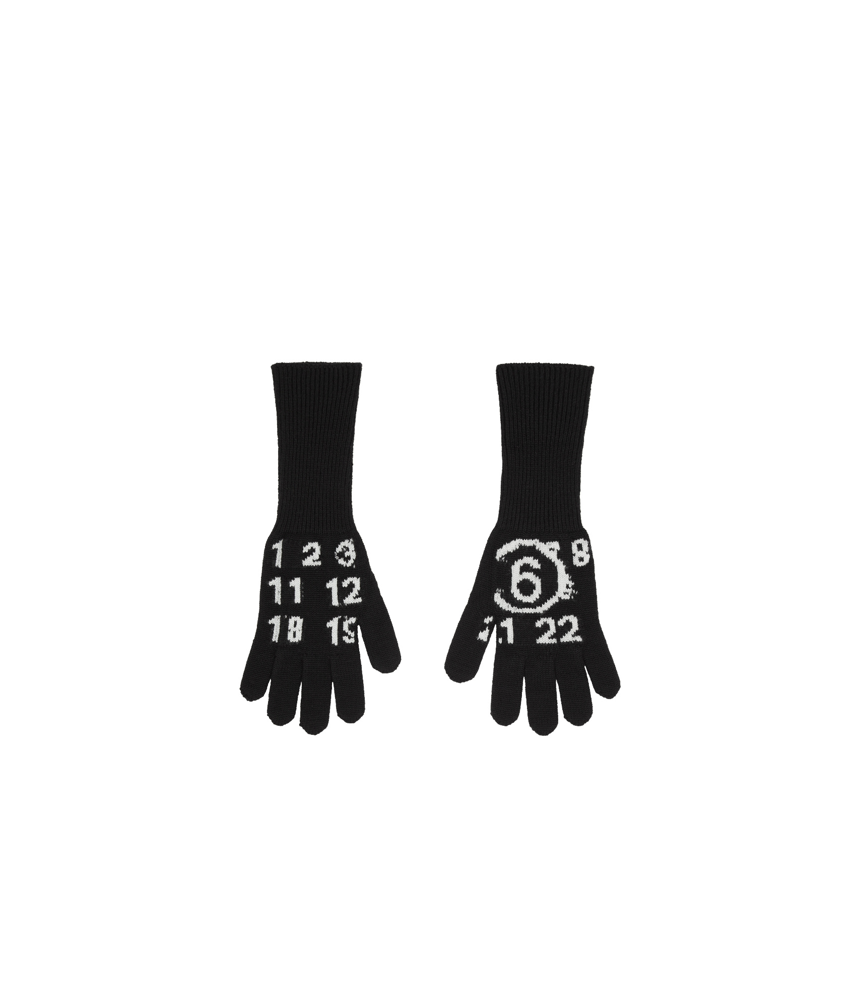Mm6 Maison Margiela Numeric Wool Gloves In Black