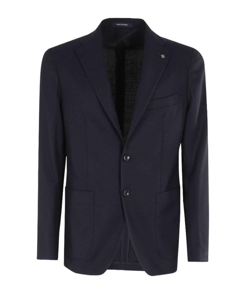 Tagliatore Tailored Wool Blazer With Notch Lapels In Black