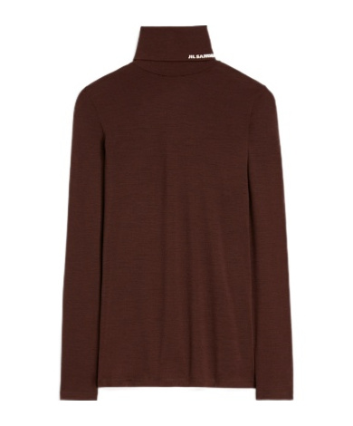 Jil Sander Brown Lightweight Wool Blend High-neck T-shirt In Brown