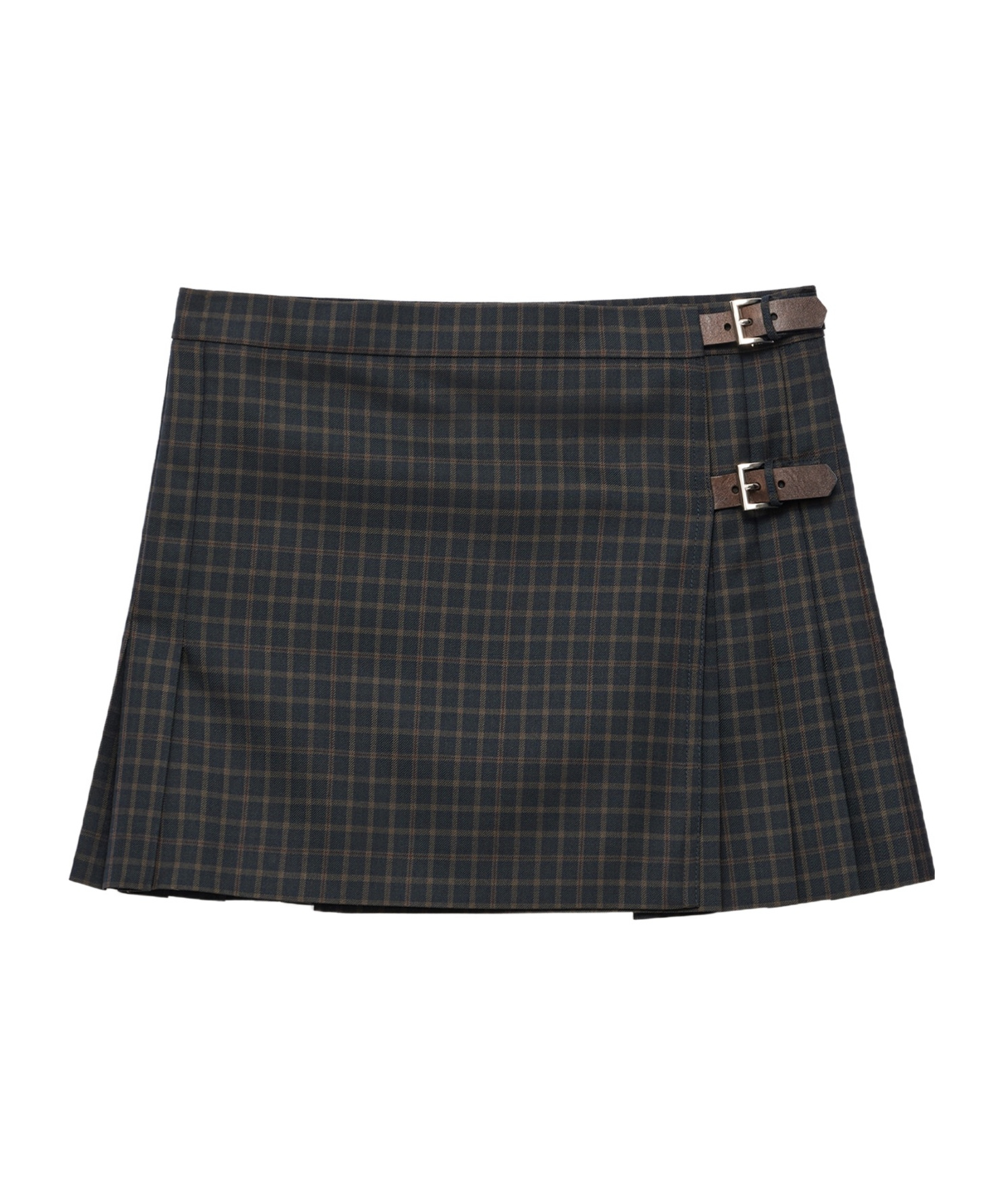 Prada Check Wool Mini Skirt In Navy Blue
