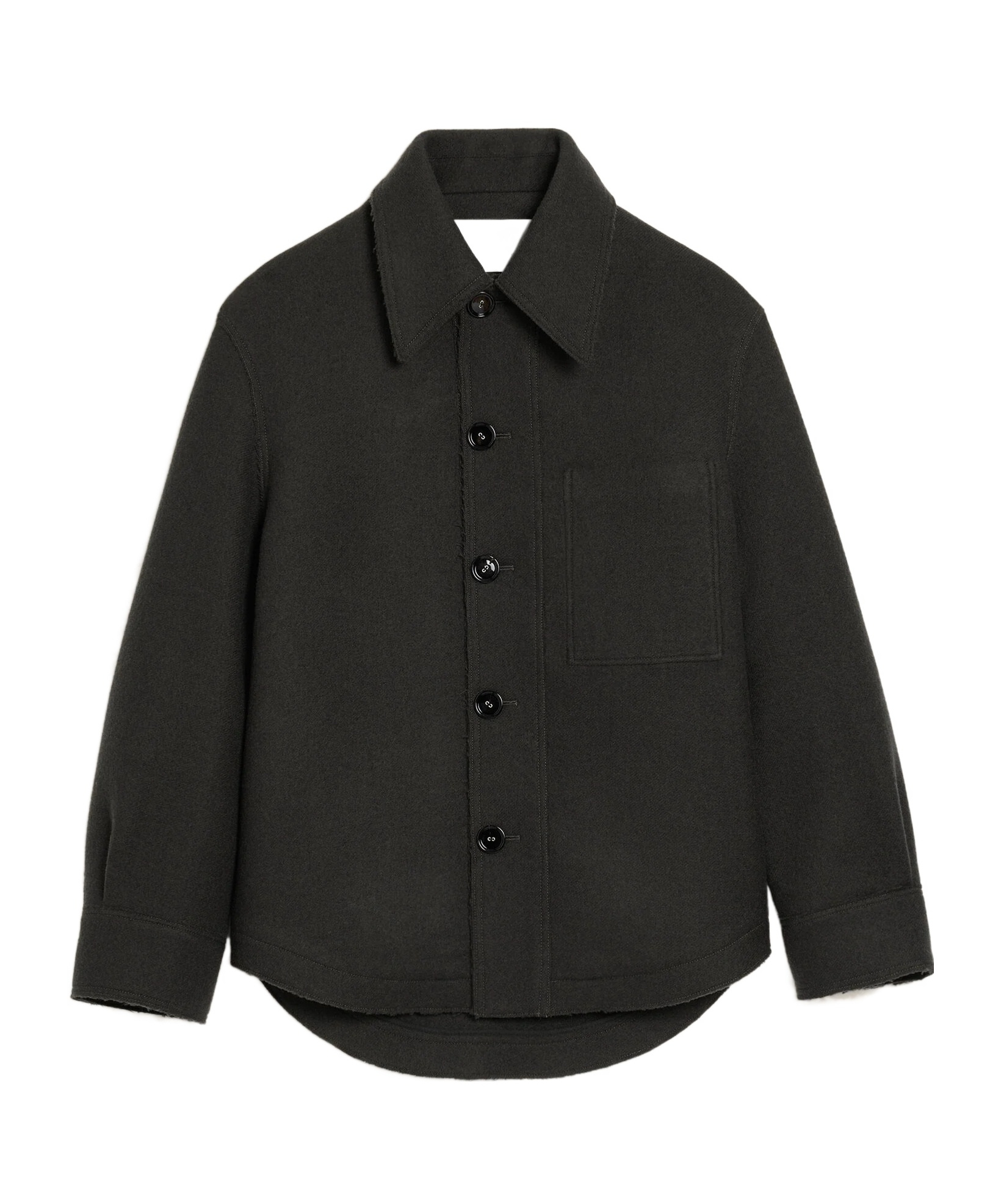 Ami Alexandre Mattiussi Wool Jacket With Long Sleeves And Buttoned Cuffs In Black