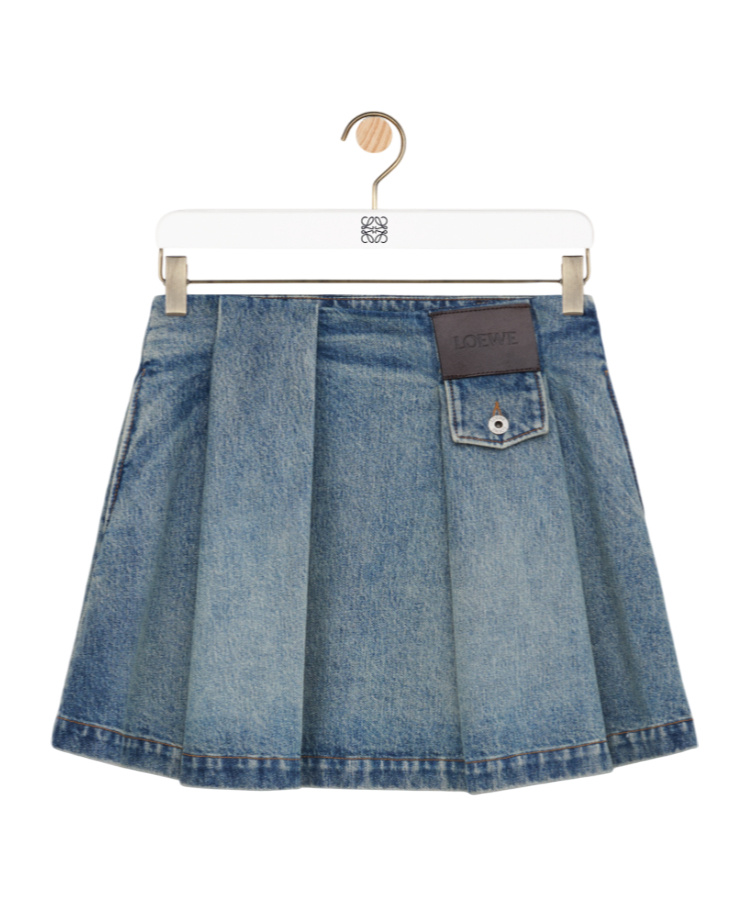 Loewe Mini Skirt In Denim In Blue