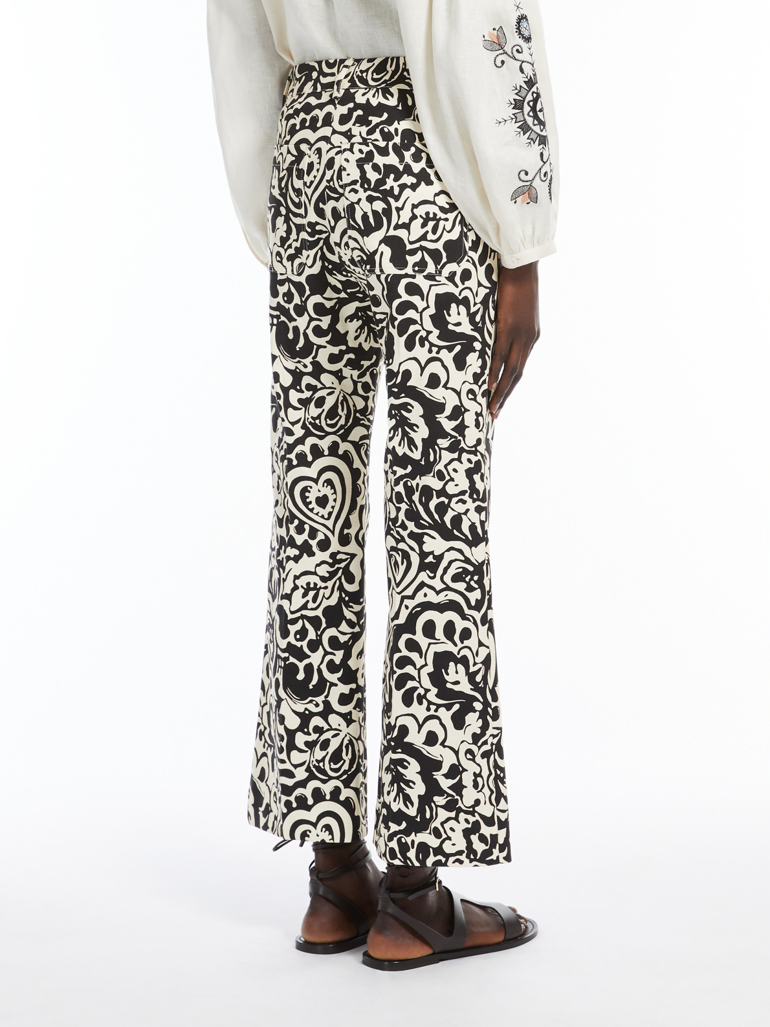 Weekend Max Mara Printed Trousers With Pockets And Belt Loops In Black