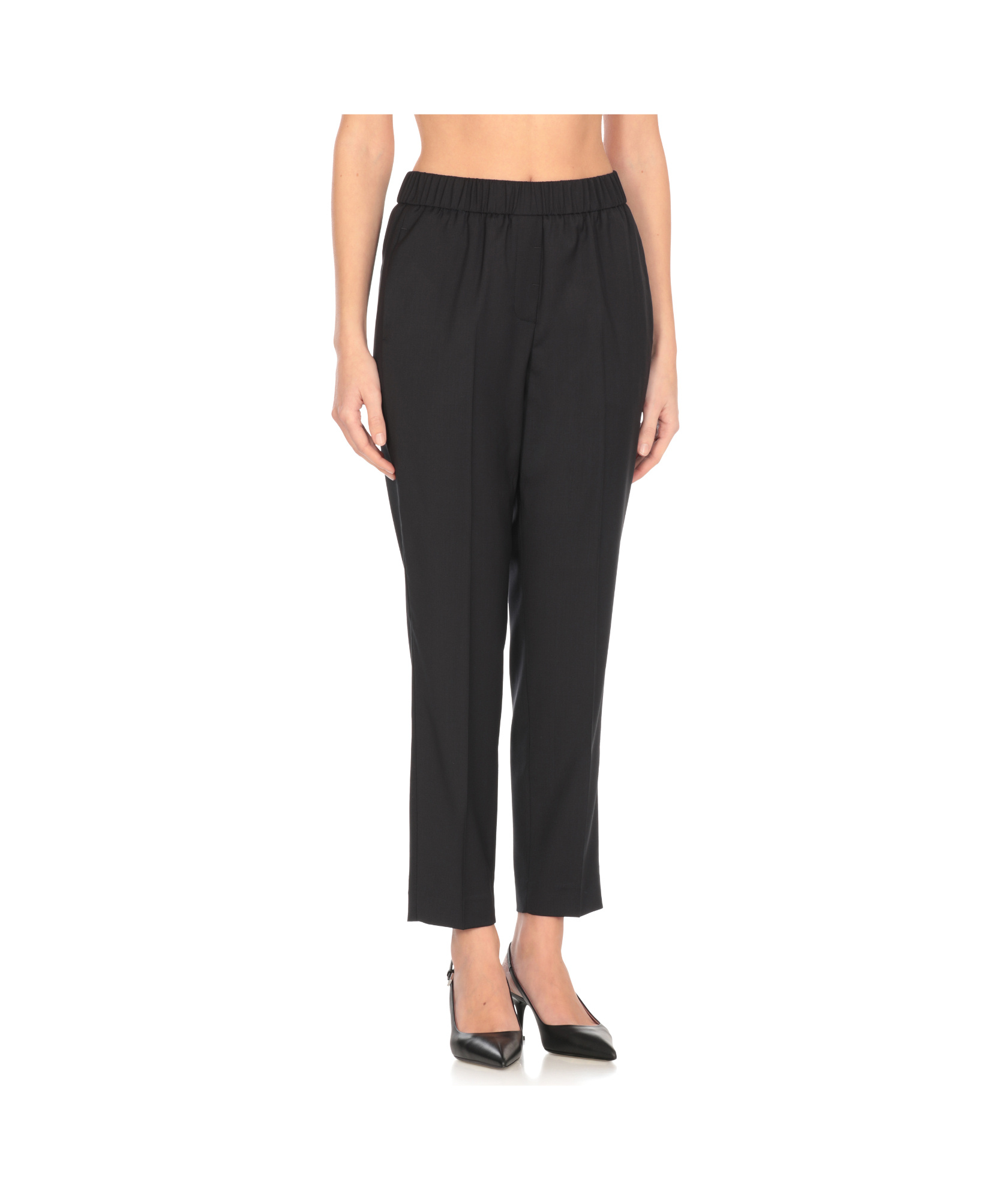 Peserico Elastic Waist Casual Pants In Black