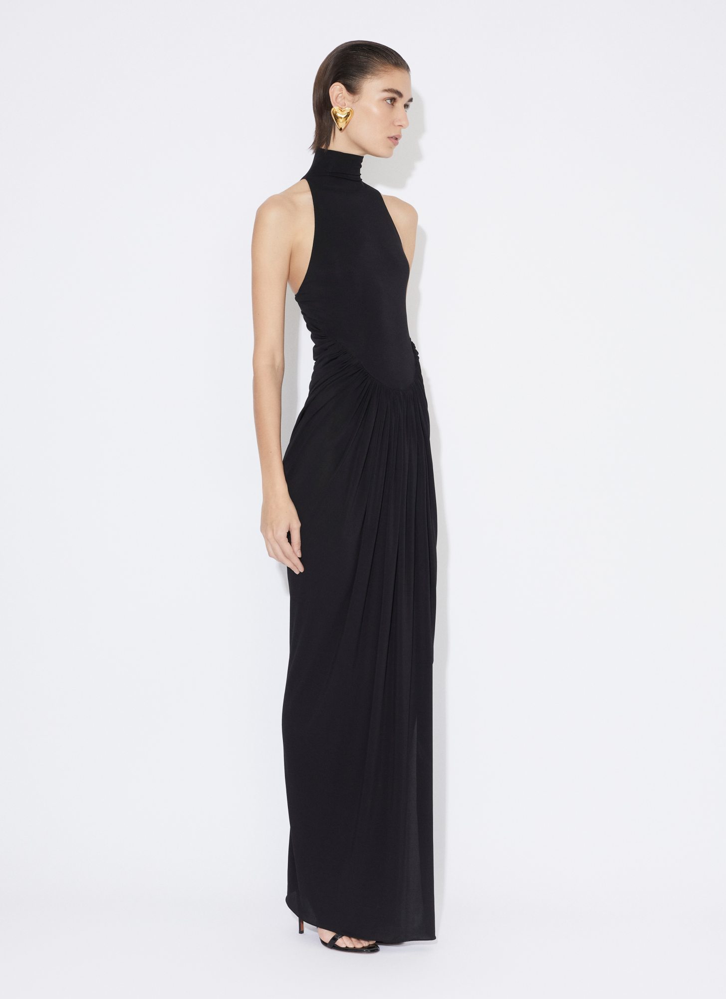 Alaïa Halterneck Draped Gown In Black
