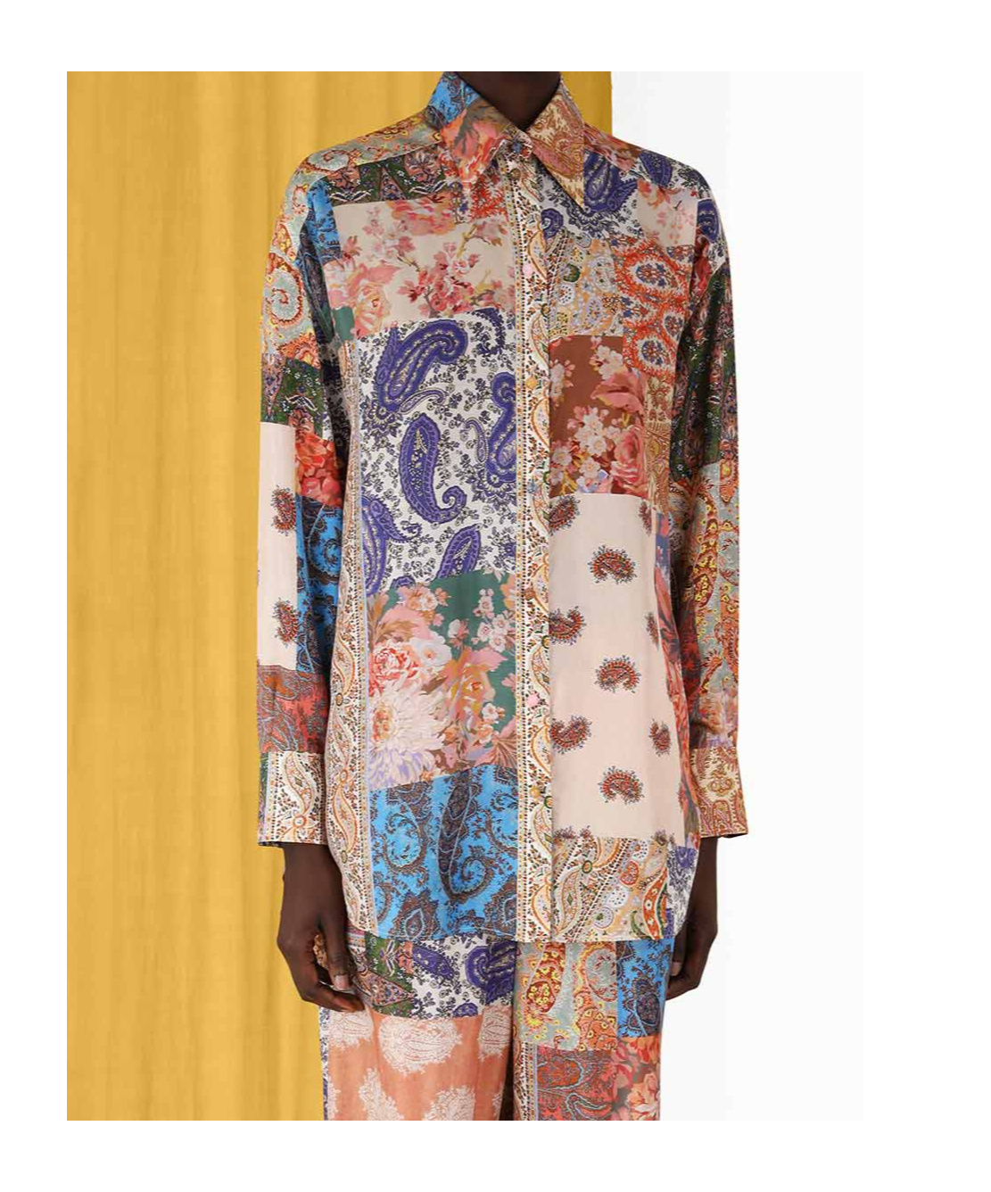 Zimmermann Patchwork Effect Silk Davi Blouse With Jewels Buttons In Nude
