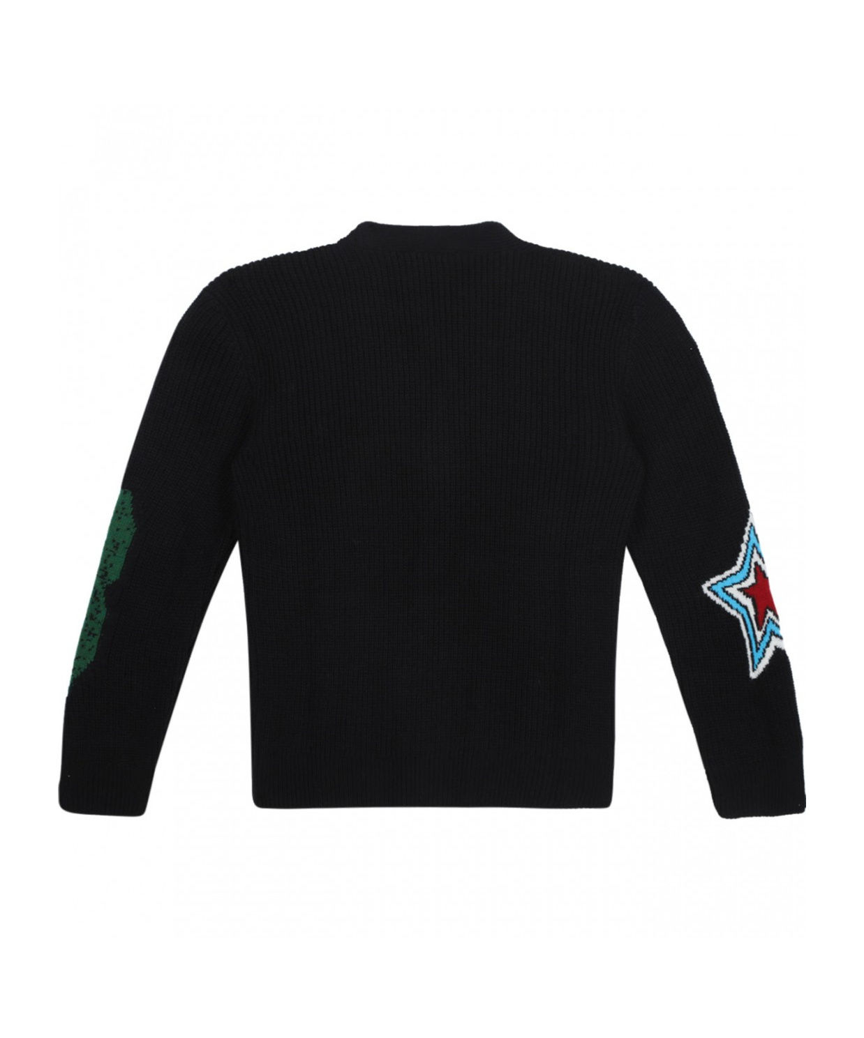 Msgm Intarsia-knit Cardigan In Black