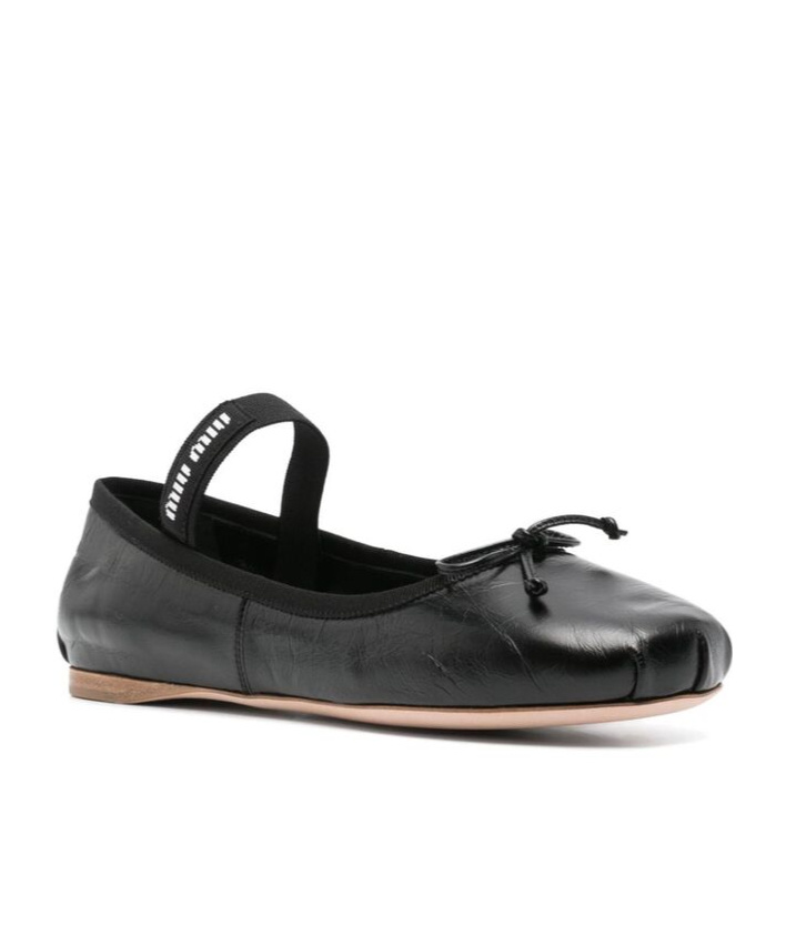 Miu Miu Logo Ballet Shoes In Black