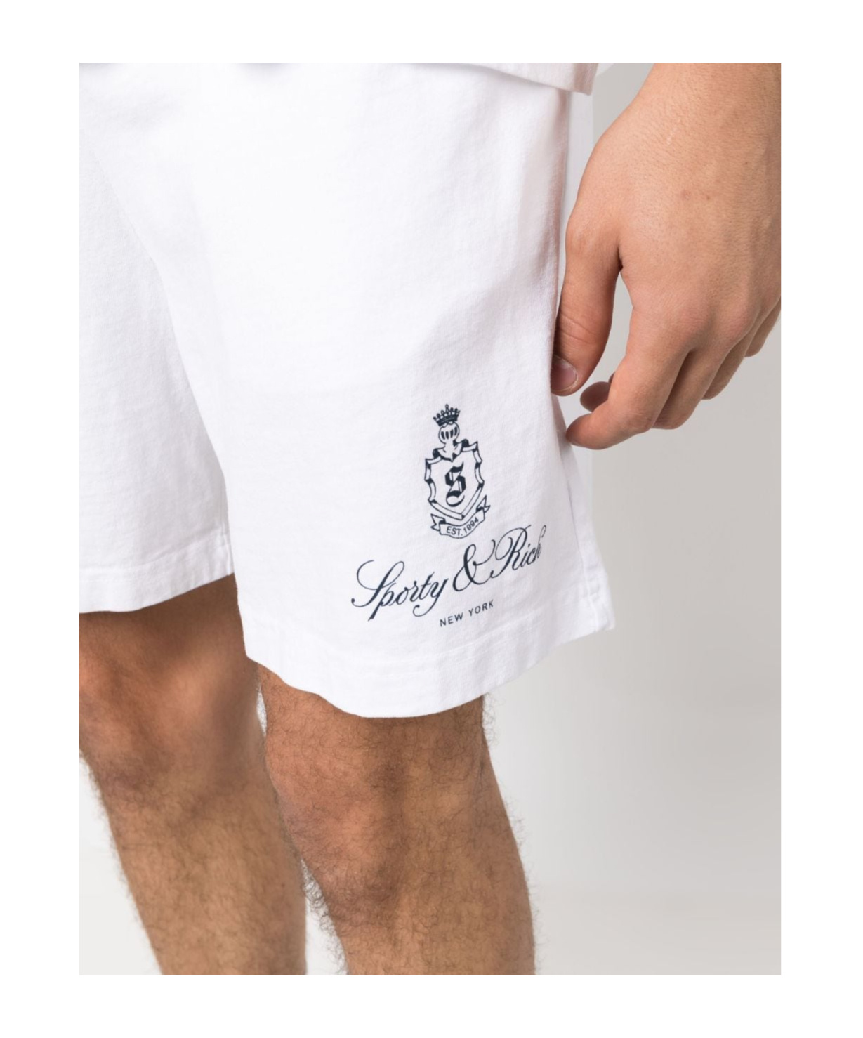 Shop Sporty And Rich Logo-print Track Shorts In White