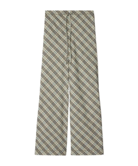 Burberry Check-pattern Cotton Trousers In Brown