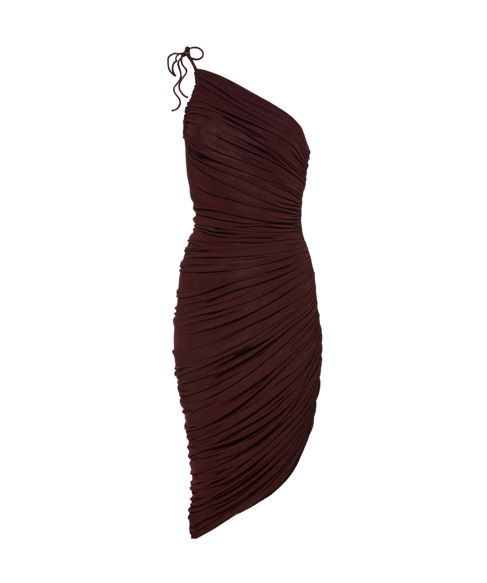 Magda Butrym Asymmetrical Draped Midi Dress In Brown