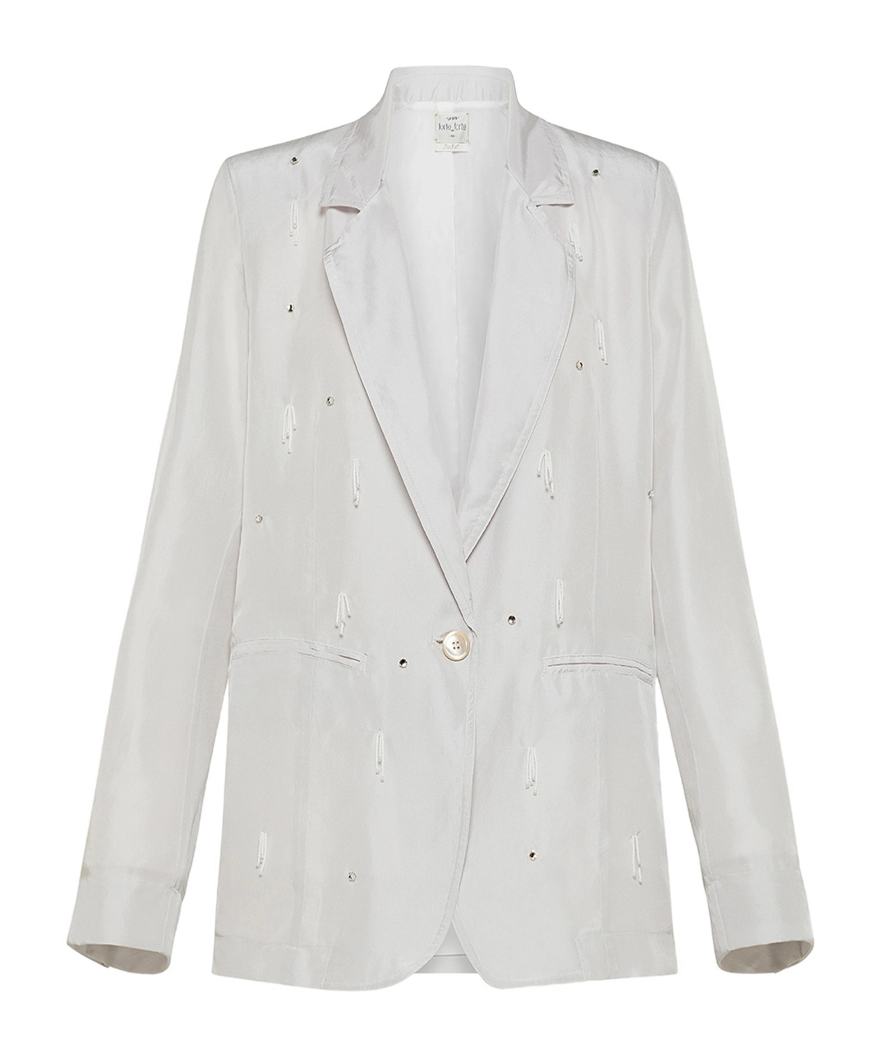 Forte Forte Jacket In Habotai Silk With Beadwork In Gray
