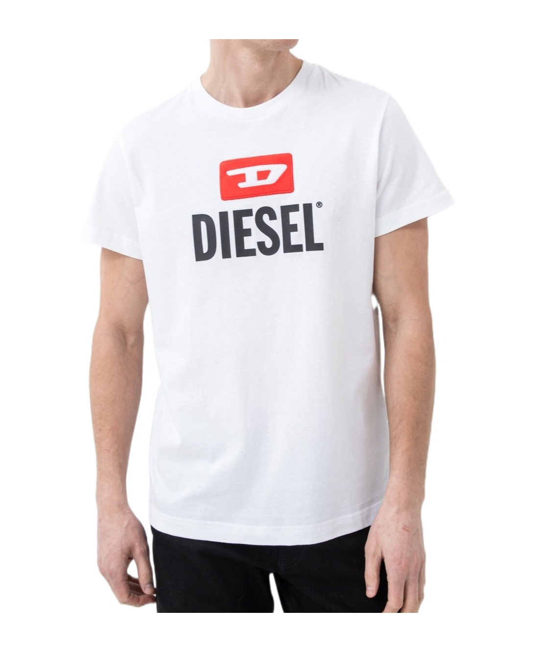 Diesel T-boxt-div Logo Printed T-shirt In White