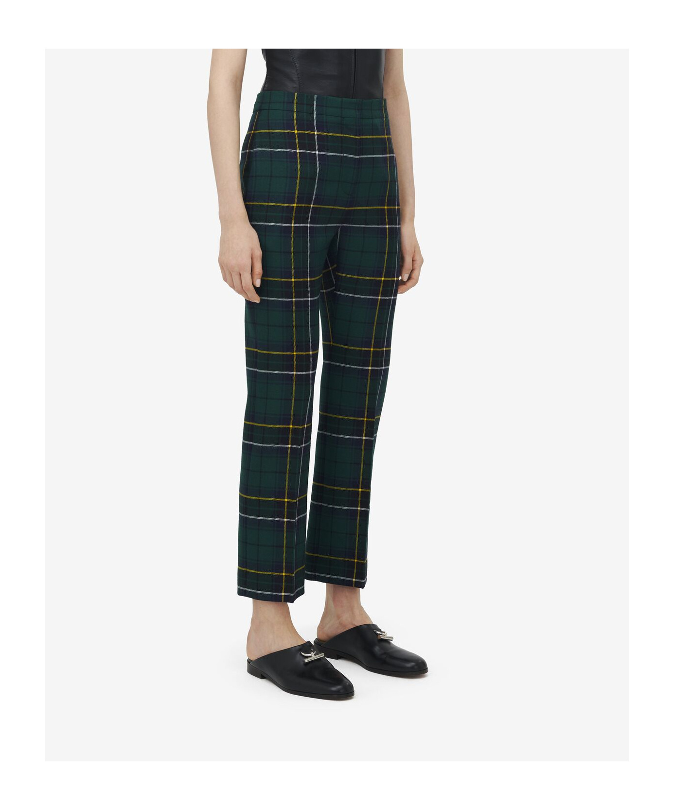 Alexander Mcqueen Wool Tartan Cigarette Trousers In Multi