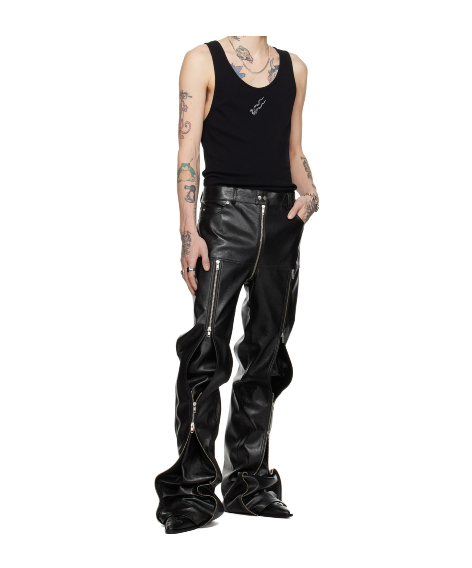 Lu'u Dan Belt And Loop Leather Pants In Black