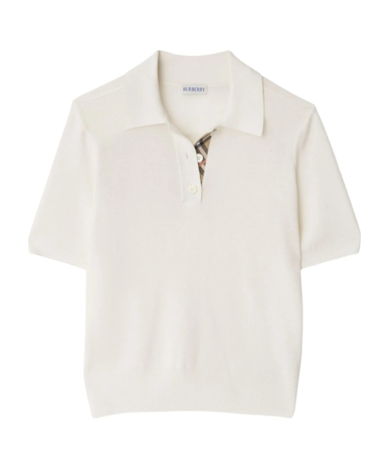 Burberry Check Pattern Knit Polo Shirt