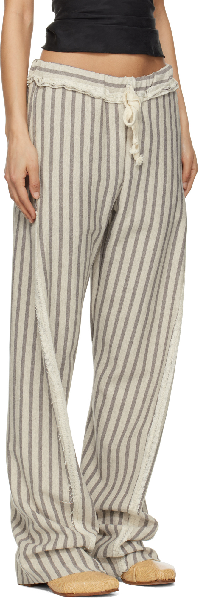 Edward Cuming Stripe Twisted Sweatpants In Gray