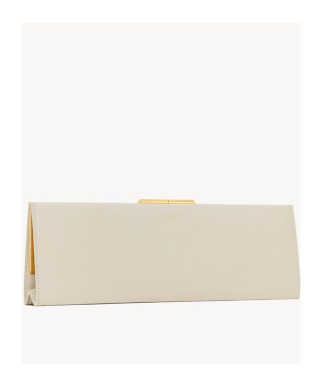 Saint Laurent Midnight Large Clutch In Smooth Leather In White