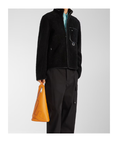 Fendi Black Shearling Reversible Blouson In Black
