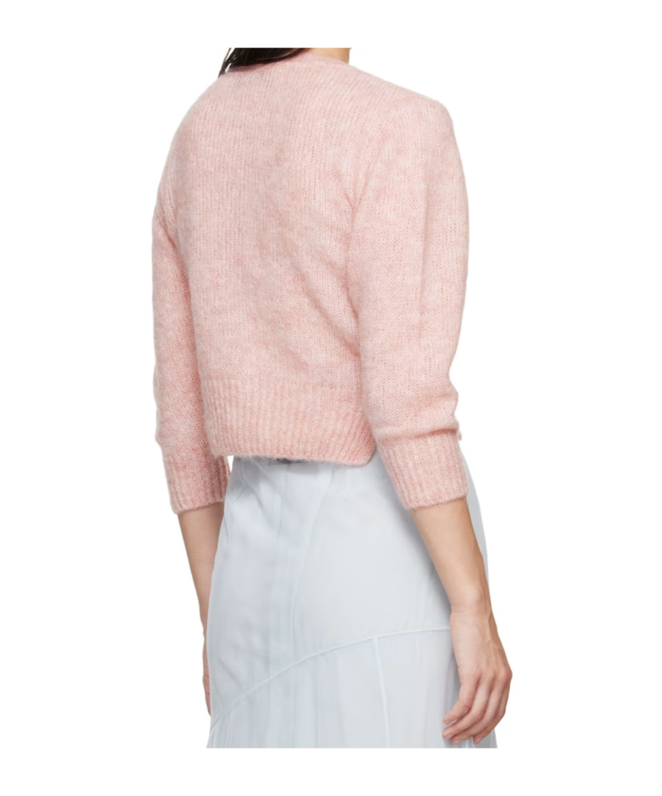 Simone Rocha Pink Cropped Alpaca Knit Cardigan In Pink