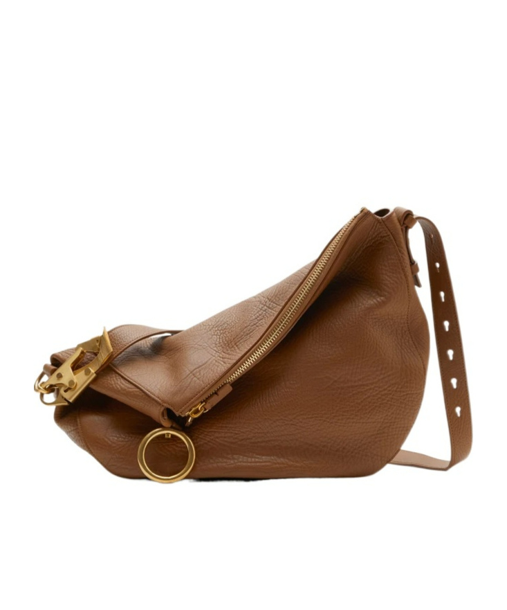 Burberry Medium Knight Calf Leather Shoulder Bag In Brown