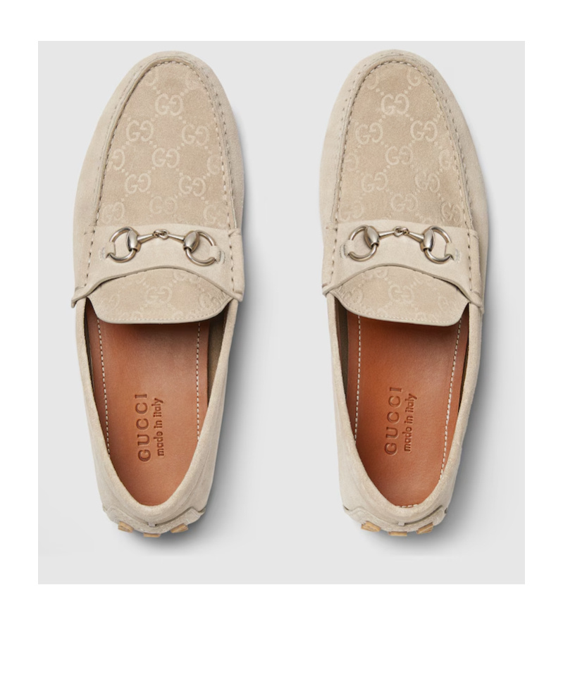 Gucci Men`s Driver Moccasin With Clamp In Nude