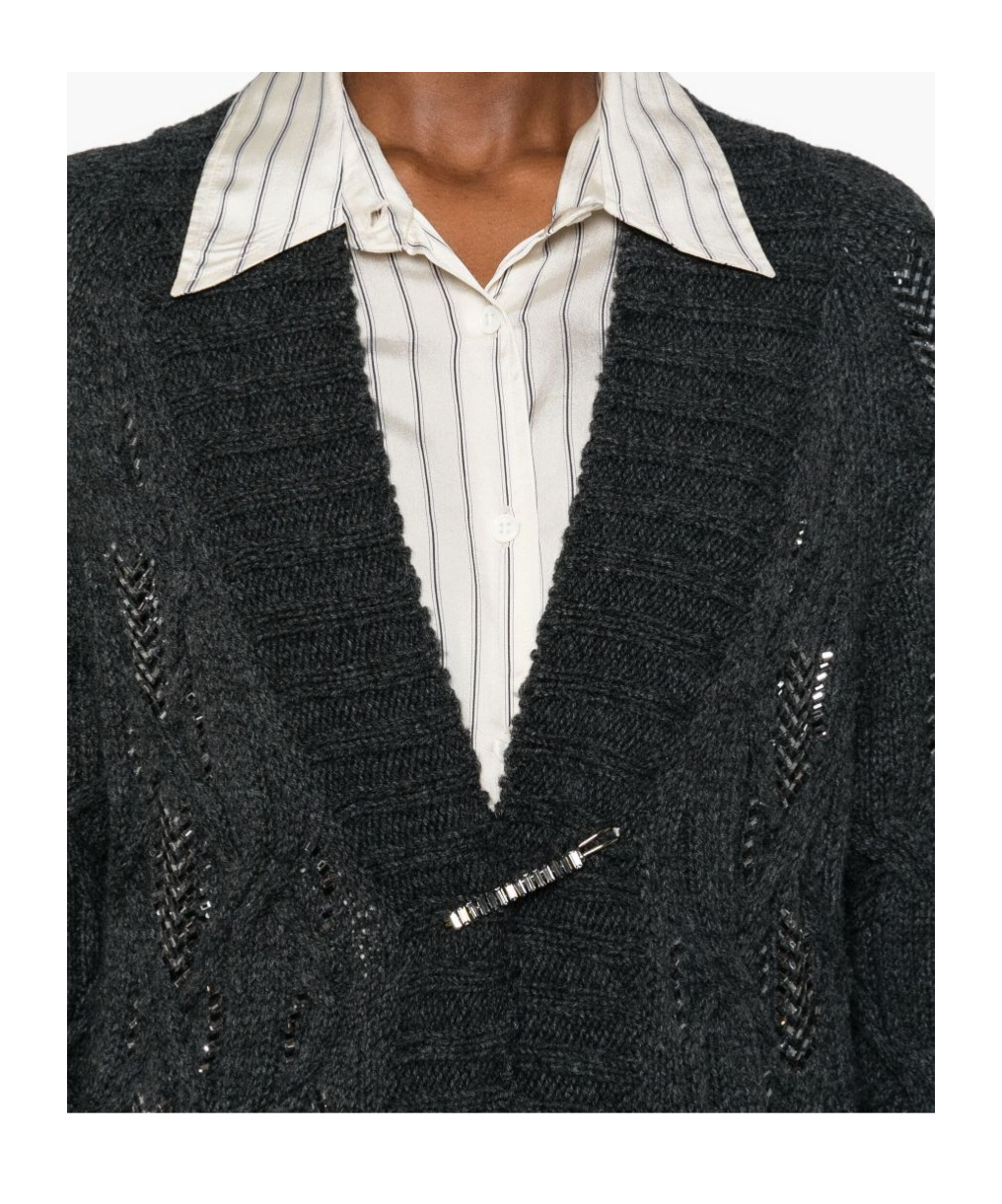 Ermanno Scervino Cable-knit Cardigan In Black