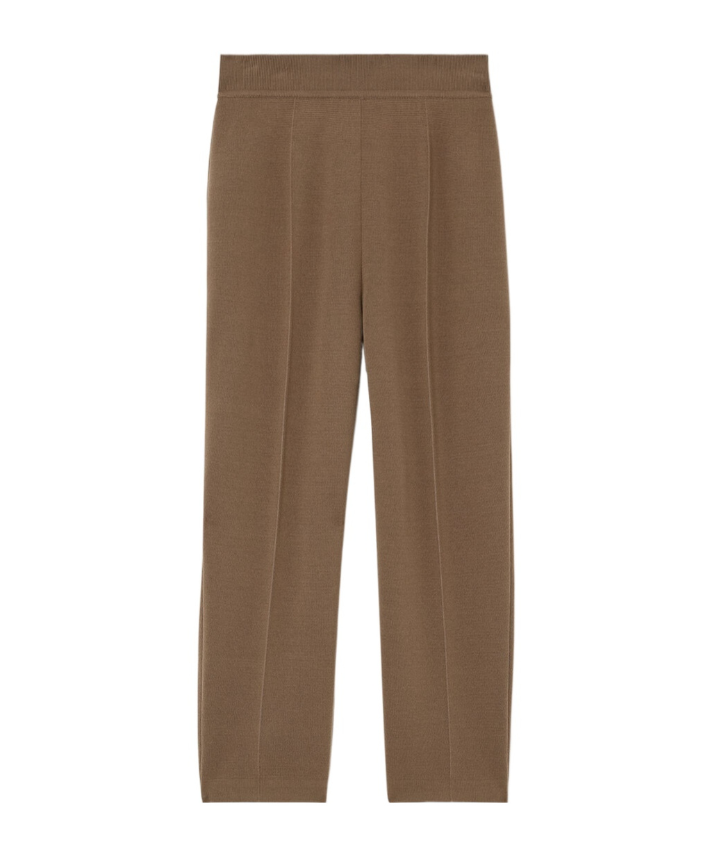Loro Piana Elastic Ribbed Waist Knitted Casual Pants In Smoky Wood Color