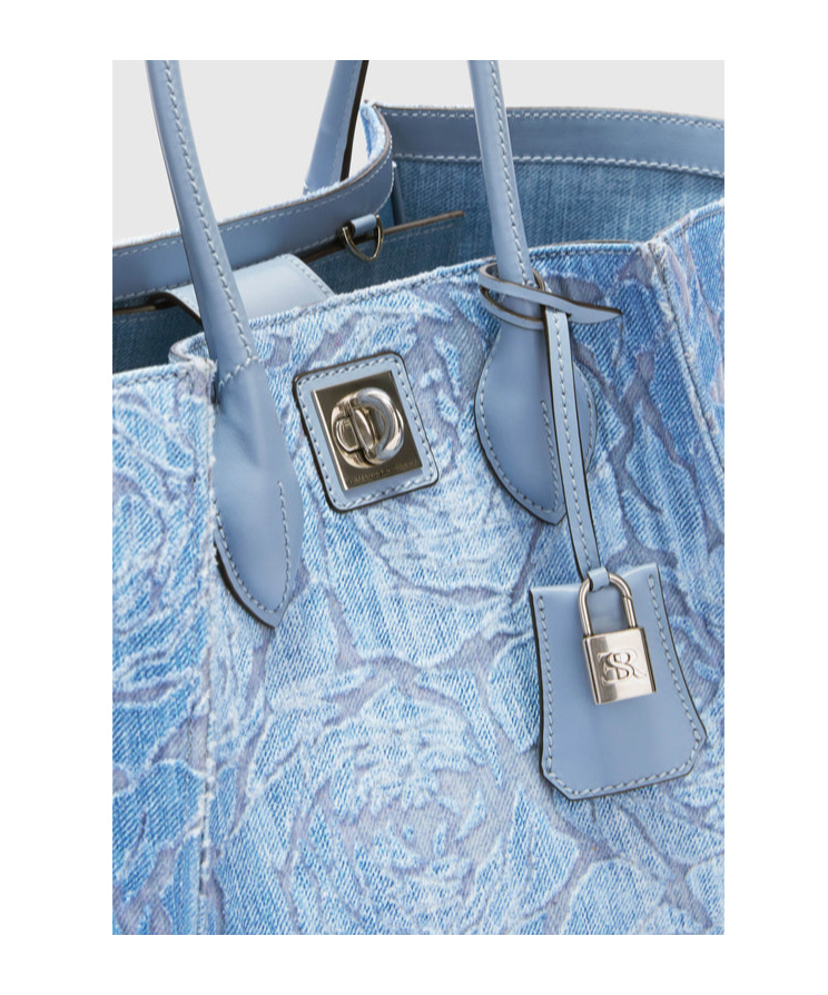 Ermanno Scervino Floral-patterned Devore Denim Medium Maggie
